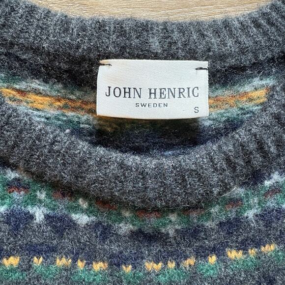 John Henric Sweden Fair Isle Tight Fitting Merino Wool Sweater Size XS - READ - Picture 2 of 9